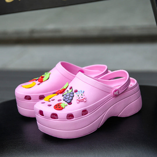 Damen Komfortable Freizeitclogs mit bunten 3D-Anhänger EB