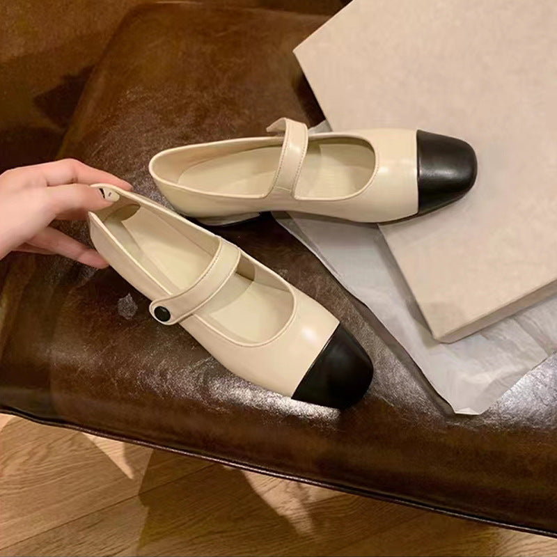 Damen Ballerinas mit elegantem Riemchen und goldener Zehenkappe EB