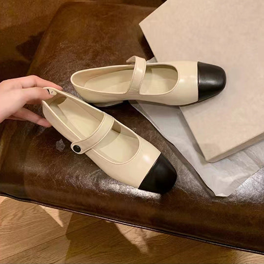 Damen Ballerinas mit elegantem Riemchen und goldener Zehenkappe EB