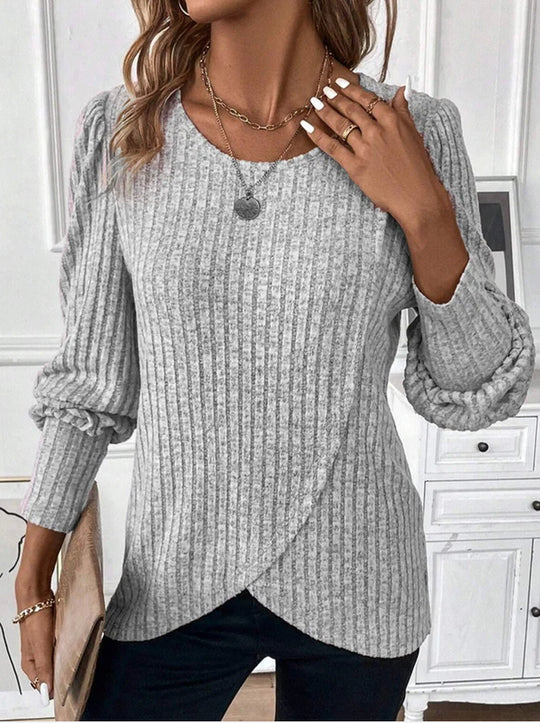 Damen Strickpullover mit raffiniertem Wickeldesign EB