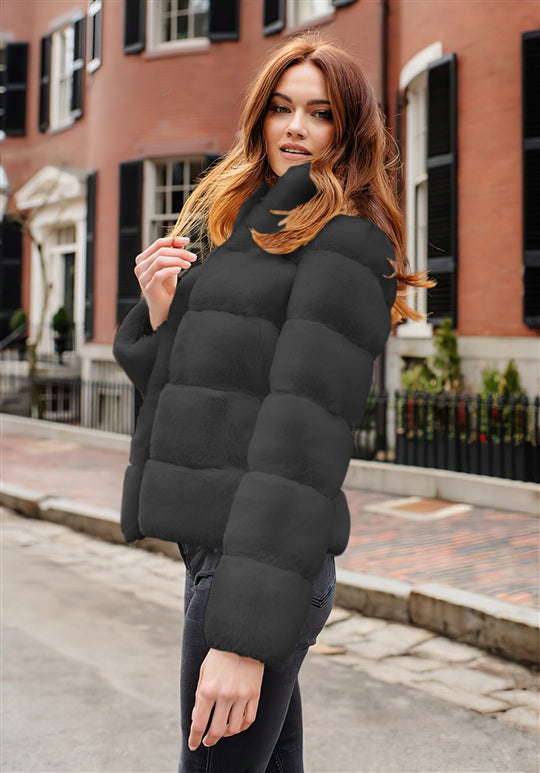 Damen Modische Daunenjacke mit hohem Kragen EB