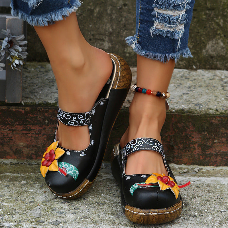 Damen Komfortable und florale Clogs EB