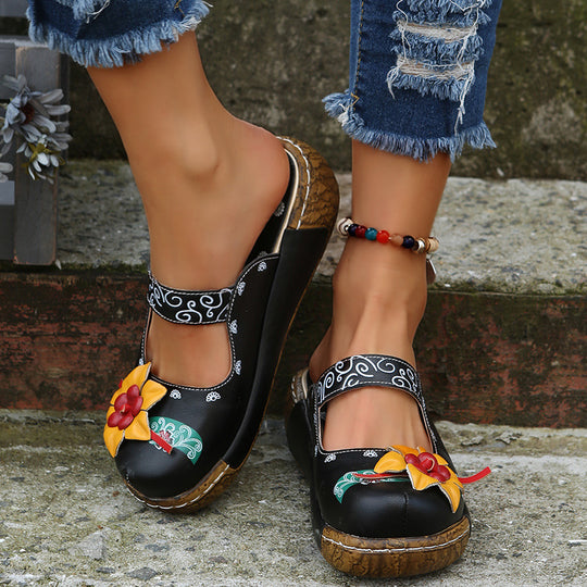 Damen Komfortable und florale Clogs EB