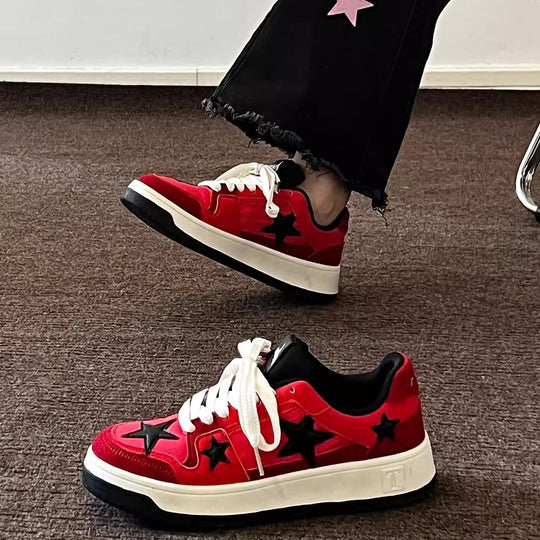 Damen modische Sneakers mit auffälligem Sternen-Design und bequemer Dämpfung EB
