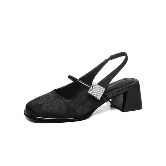 Damen Slingback-Pumps mit modischem Schmuckdetail und komfortablem Blockabsatz EB