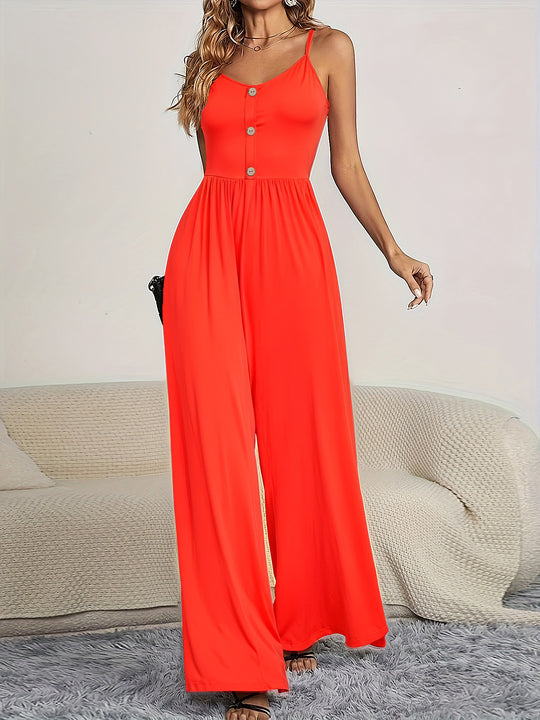 Damen Jumpsuit mit knöpfbarem Oberteil und weitem Bein EB