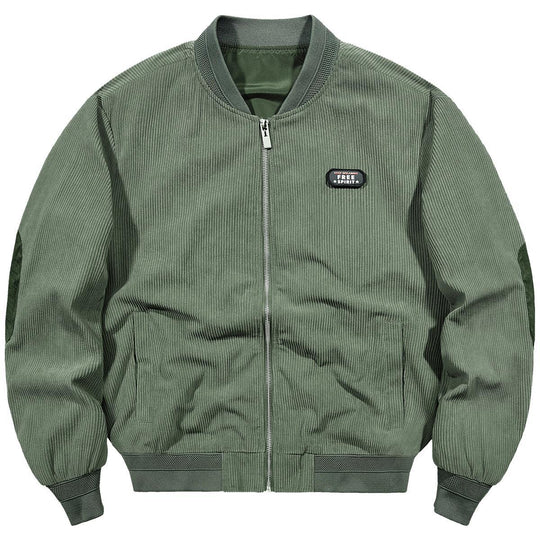 Herren Cord-Blouson im Bomberstil mit Rippenstruktur und Badge-Detail EB