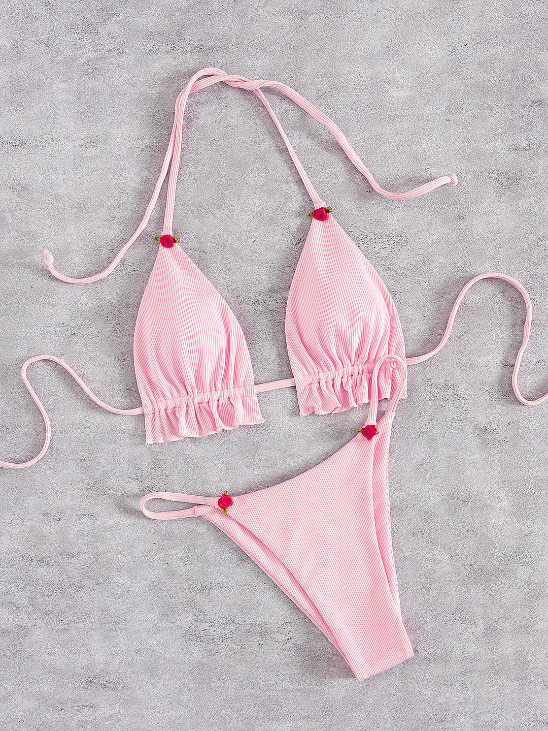 Damen Triangel-Bikini mit verspielt gerafftem Schnitt EB