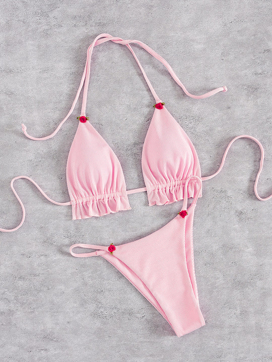 Damen Triangel-Bikini mit verspielt gerafftem Schnitt EB