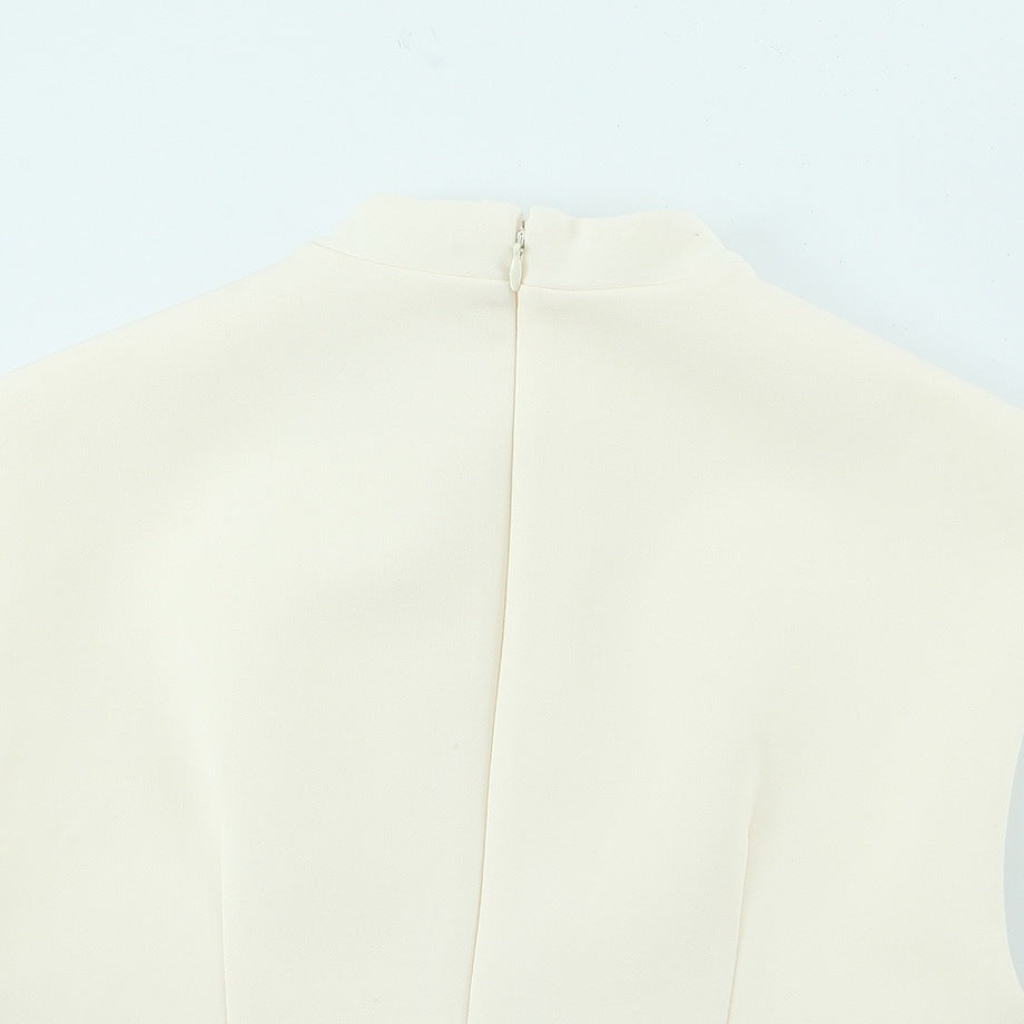 Damen ärmelloses Designer-Kleid mit dekorativem Ausschnitt und figurbetontem Schnitt EB