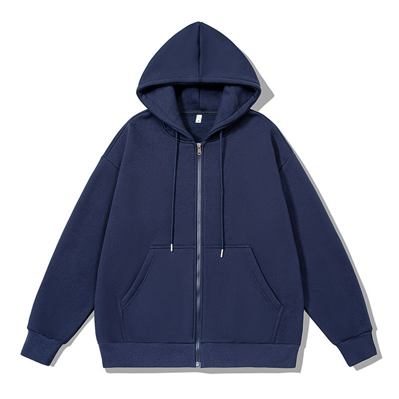 Unisex oversized Kapuzenjacke mit ausladendem Schulterschnitt, durchgehendem Reißverschluss und French-Terry EB