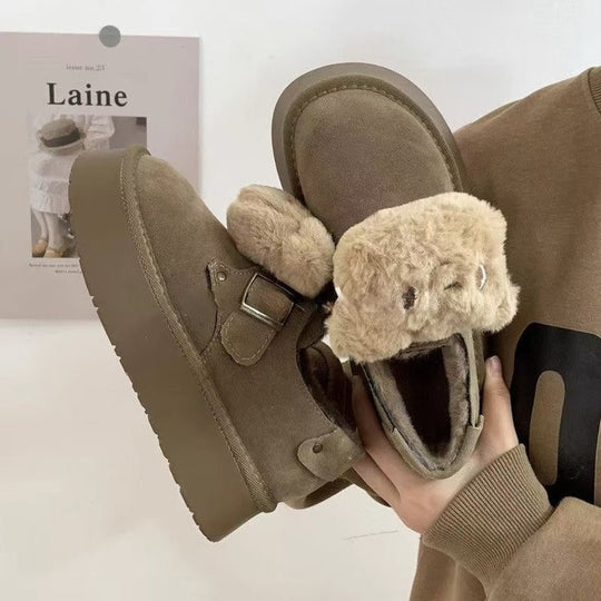 Damen Bequeme Clogs mit plüschiger Dekoration EB