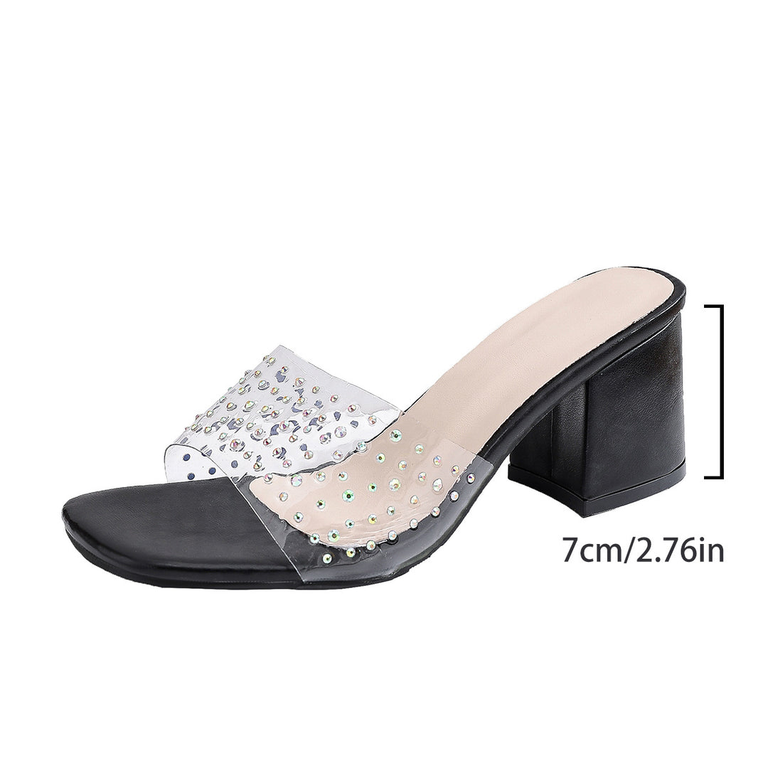 Damen Sandalen mit transparentem Riemchen und funkelnden Strass-Akzenten EB