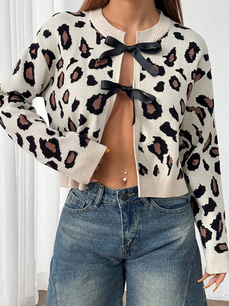 Damen Trendiger Cardigan mit verspielten Schleifen EB