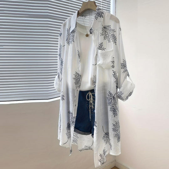 Damen Blusenshirt mit blumigem Motiv und legerem Schnitt EB