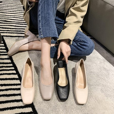 Damen elegante Blockabsatz-Pumps mit geschmeidiger Oberfläche EB