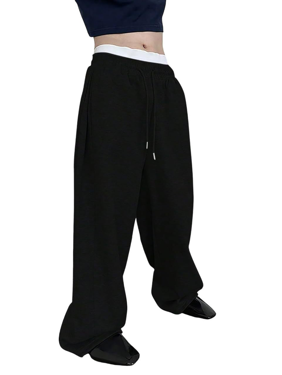 Herren nan lockere Oversize Jogginghose mit elastischem Bund und Kordelzug EB