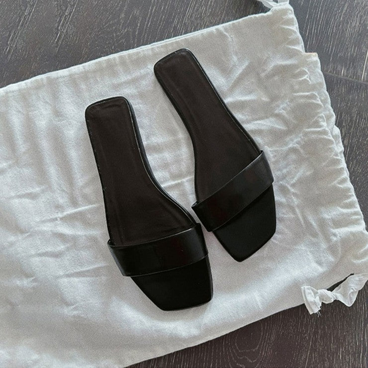 Damen elegante Badesandalen mit breitem Riemendesign und weicher Sohle EB