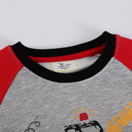 Buben Sweatshirt mit kreativem Bagger-Motiv EB