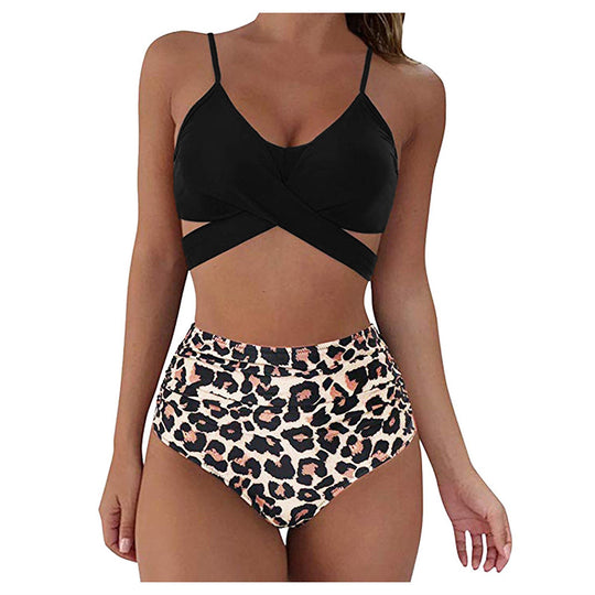 Damen Crop-Top Bikini-Set mit geflochtenem Design EB