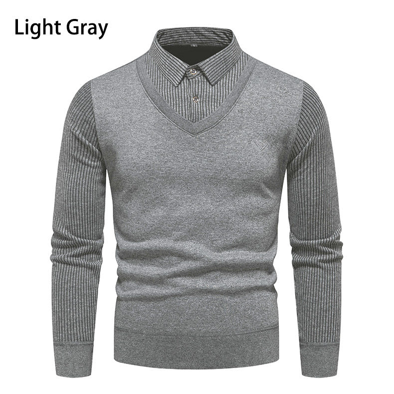 Herren V-Ausschnitt Pullover mit Hemdkragen EB