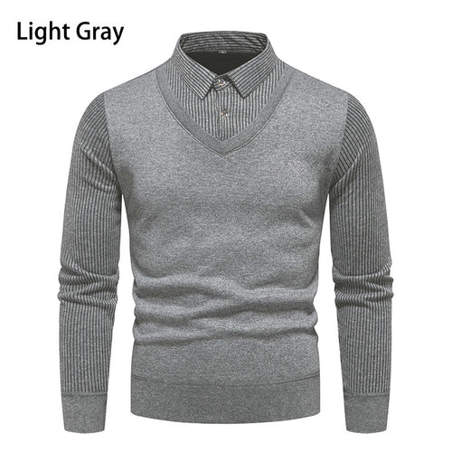 Herren V-Ausschnitt Pullover mit Hemdkragen EB