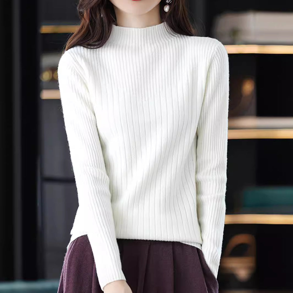 Damen eleganter Rollkragenpullover mit feiner Rippstruktur und modernem Design EB