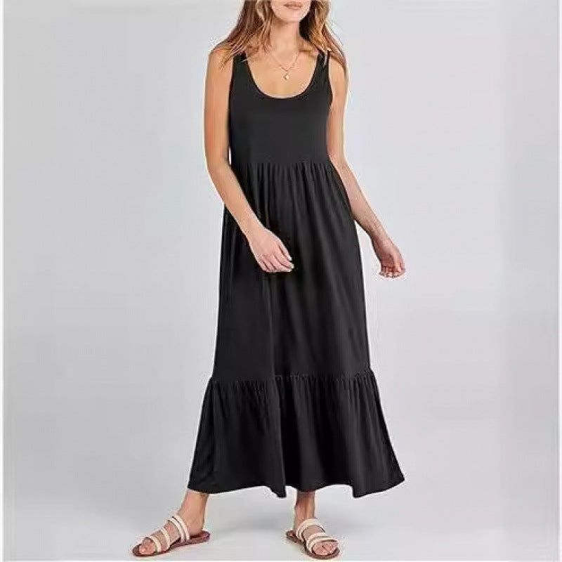 Damen Sommerliches Maxikleid mit praktischen Taschen und voluminösem Saum EB
