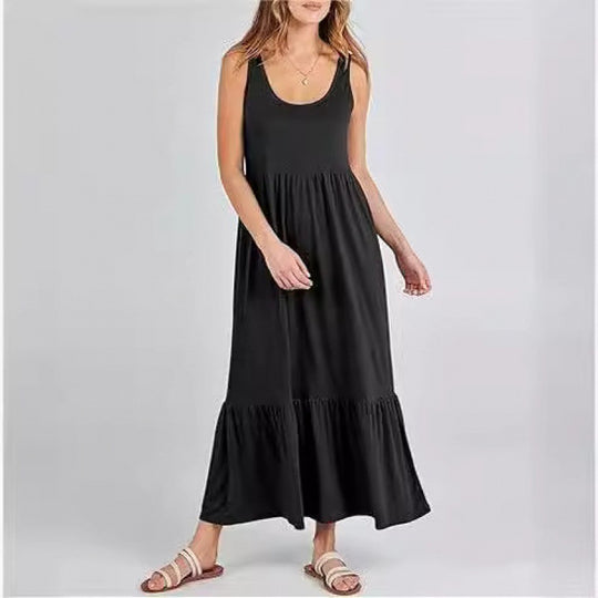 Damen Sommerliches Maxikleid mit praktischen Taschen und voluminösem Saum EB