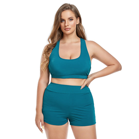 Damen Sportliches Bikini-Set mit hoch geschnittenem Höschen und rutschfestem Oberteil EB