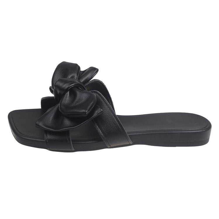 Damen bequeme Zehentrenner-Sandalen mit eleganter Schleifenapplikation EB