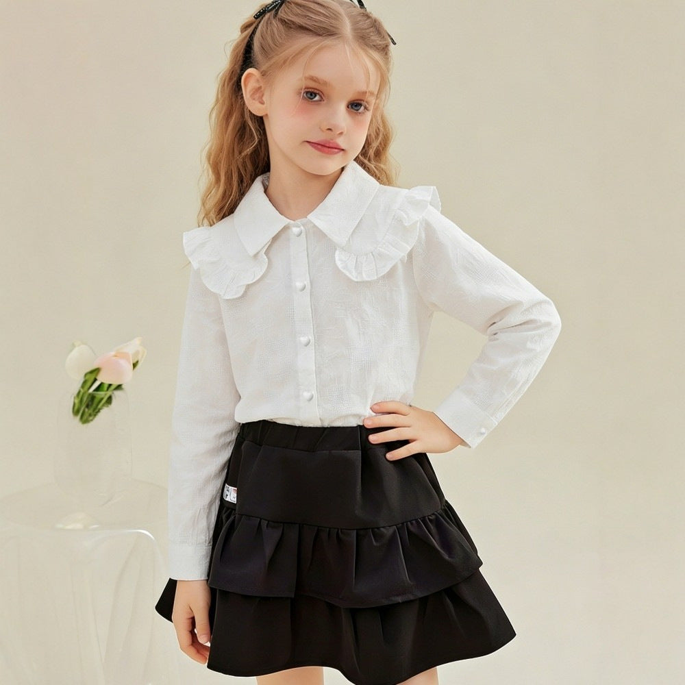 Mädchen Bluse mit Rüschenkragen EB