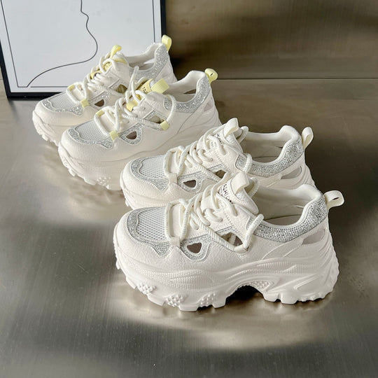 Damen Sportliche Chunky Sneakers mit modischem Netzdesign und rutschfester Sohle EB