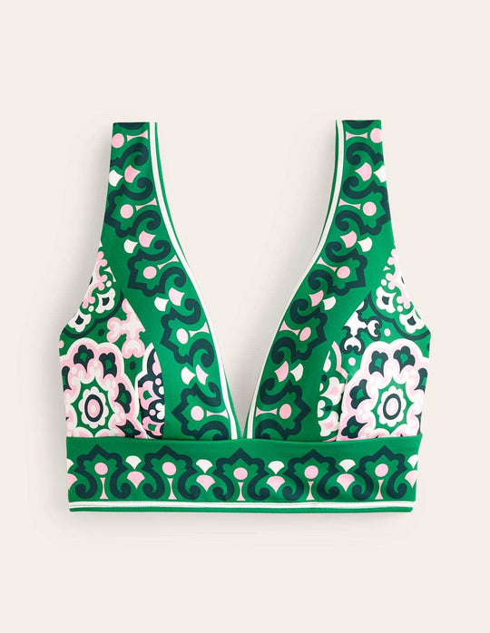 Damen Bikini-Oberteil mit tiefem V-Ausschnitt und floralem Muster EB