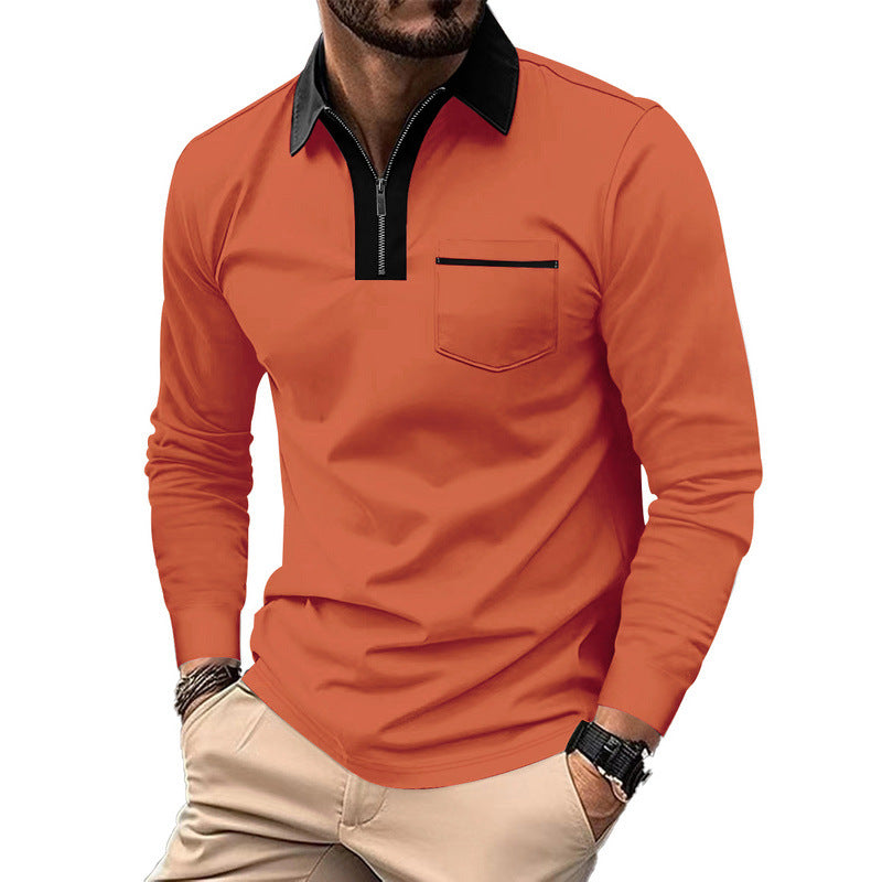 Herren nan elegantes Langarm-Poloshirt mit verdecktem Halbzip, strukturierter Piqué-Optik und dezenter Brusttasche EB