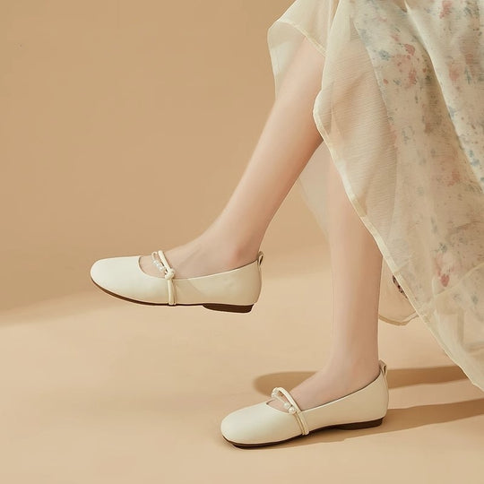 Damen Ballerinas mit perlenverziertem Riemen und elegantem Design EB