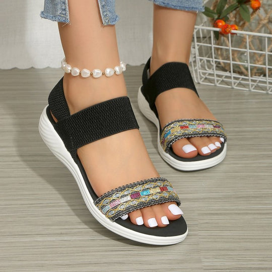 Damen Komfortable und modische Sandalen mit dekorativem Riemen EB