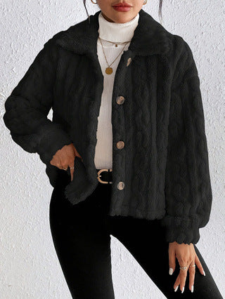 Damen Plüsch-Steppjacke mit hohem Kragen EB