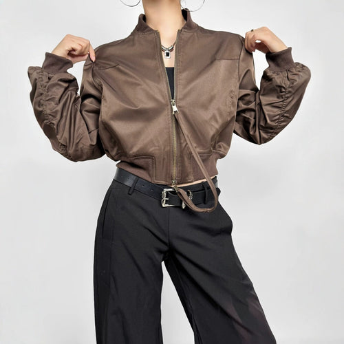 Damen modische Kurzjacke mit elastischem Bündchen EB
