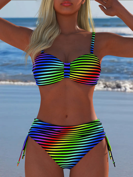 Damen Bikini-Set mit vielseitigem Rippendesign und komfortabler Höckerform EB