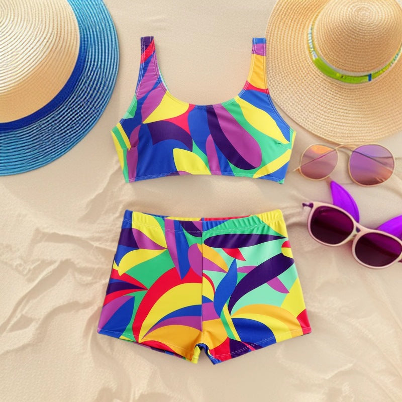 Damen Sportliches Bikini-Set mit farbenfrohen Grafiken EB