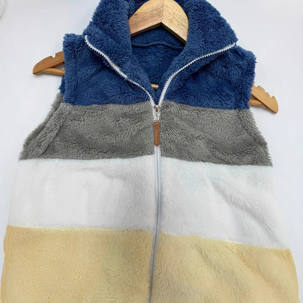 Damen kuschelige Fleece-Jacke mit hohen Kragen und praktischen Reißverschlusstaschen EB