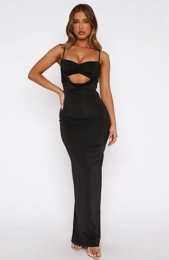 Damen Elegantes Cut-Out Maxikleid EB
