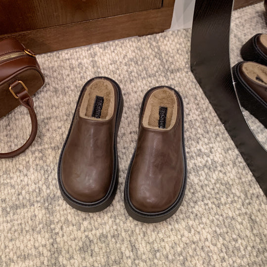 Damen gemütliche Fleece-Clogs mit rutschfester Sohle sowie weichem Kunstfell-Innenfutter EB