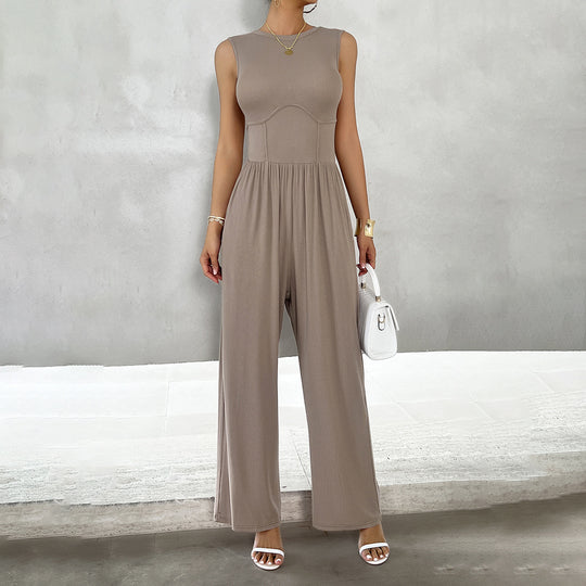 Damen Lässiger Jumpsuit mit weitem Bein und taillierter Ausarbeitung EB