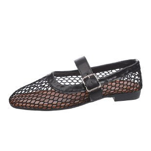 Damen modische Riemchen-Ballerinas mit Netzstruktur EB