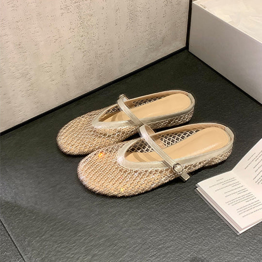 Damen Glitzernde Mary Jane Schuhe mit komfortablem Riemchen EB