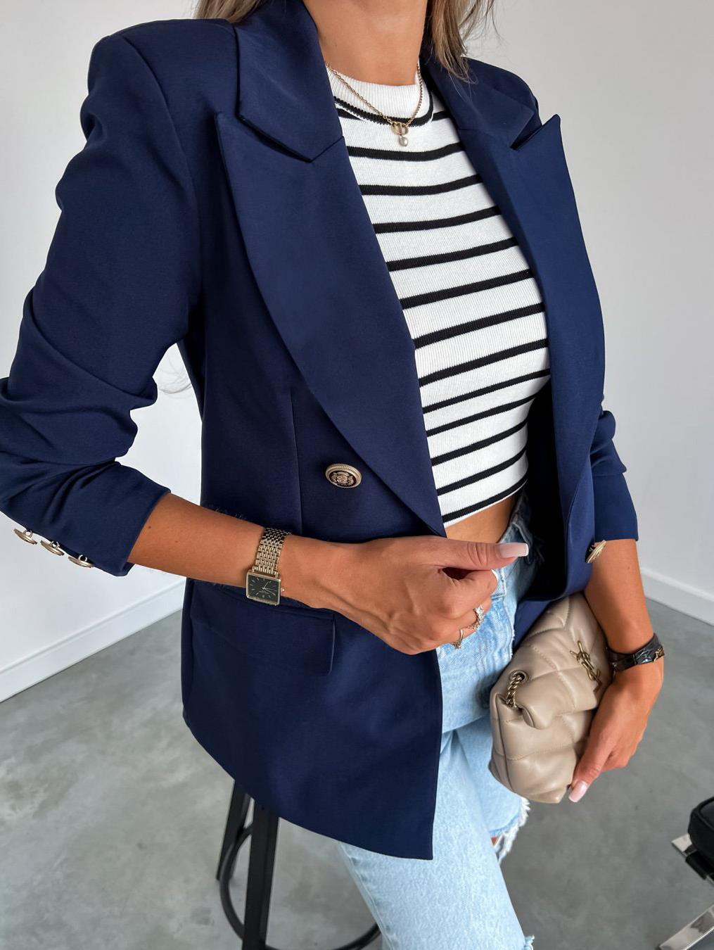 Damen modischer Blazer mit doppelter Knopfleiste EB
