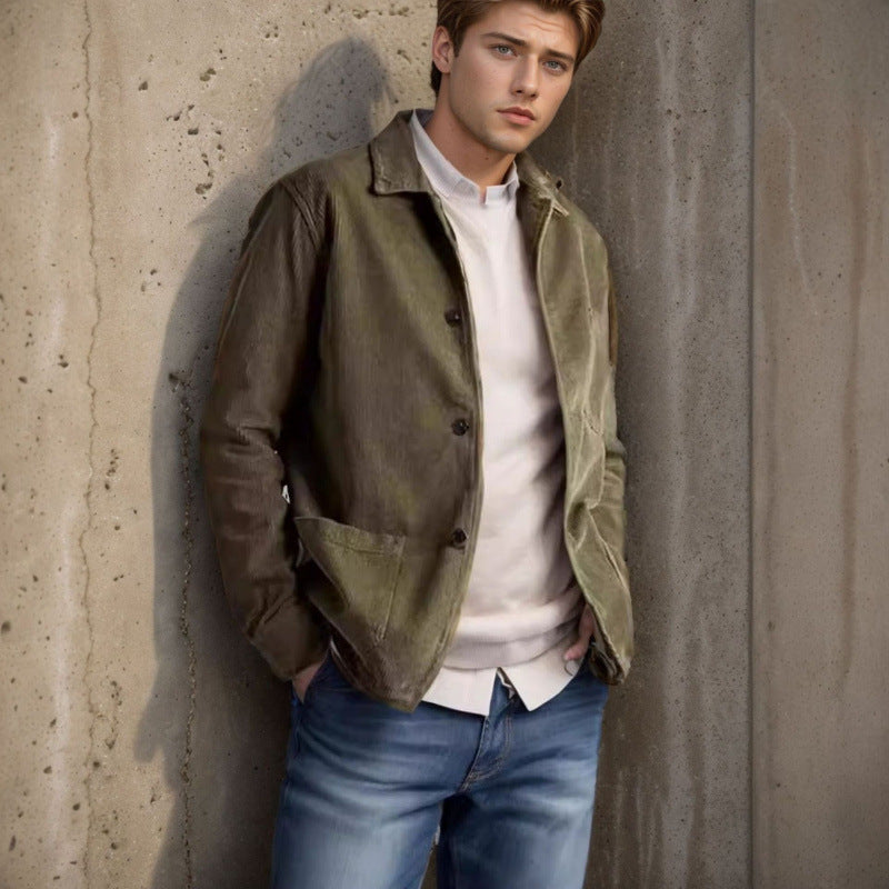 Damen lässige Cordjacke mit praktischen Taschen EB