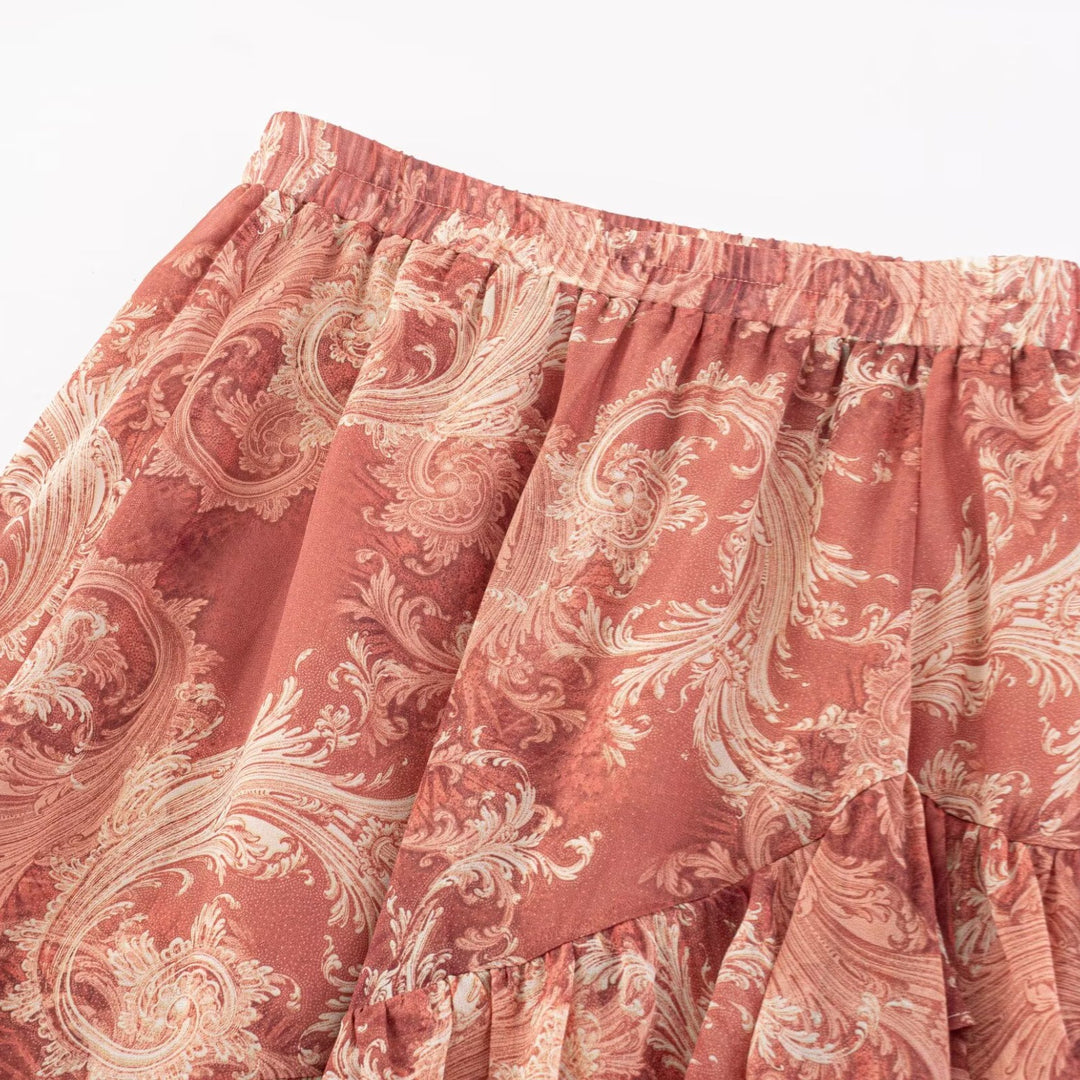 Damen Maxi-Rock mit voluminösem Stufendesign EB